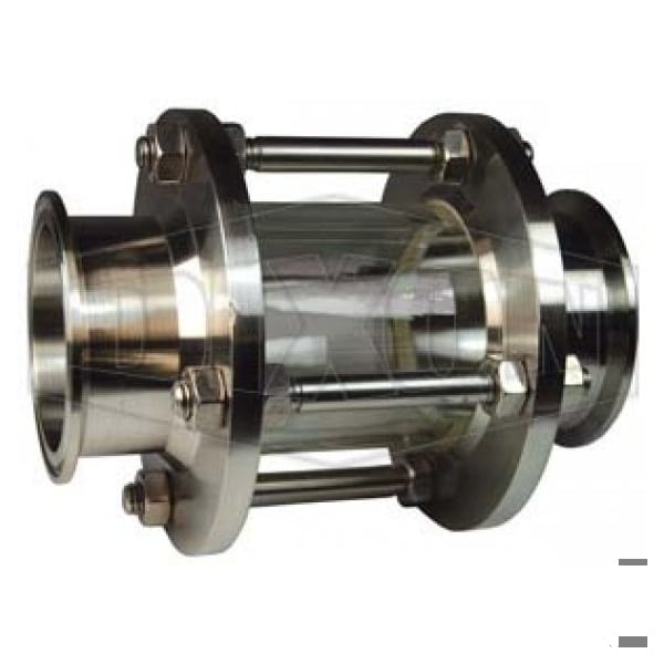Sight Glass, In-Line, 4-3/4 in Sight Dia, 2-1/2 in, Clamp, 6-1/8 in L, 120 psi Working, 316L SS